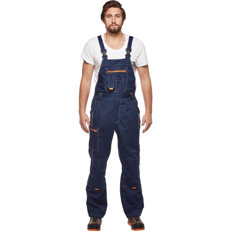 Изображение товара Полукомбинезон рабочий летний мужской л34-ПК со светоотражающим кантом синий (размер 128-132 (64-66), рост 170-176)