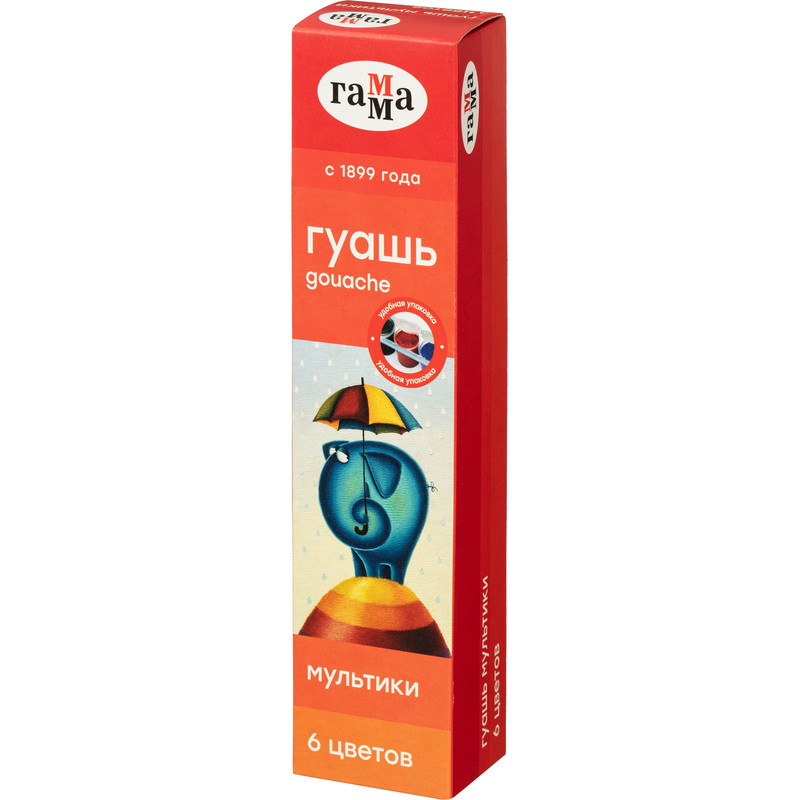 Изображение товара Гуашь Гамма Мультики 6 цветов по 15 мл безопасная и яркая для детей