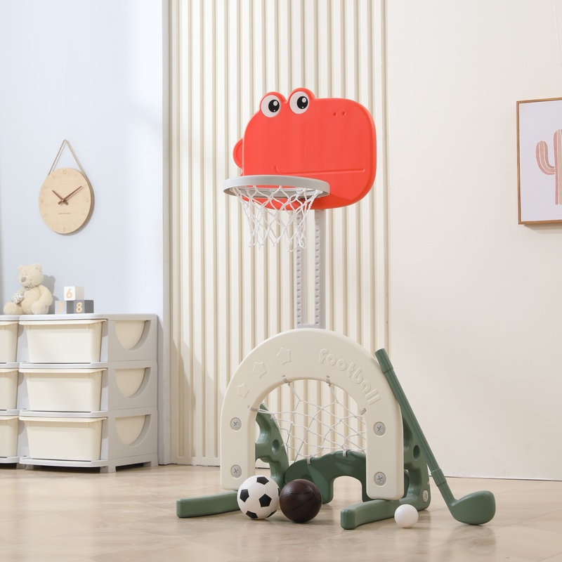 Изображение товара Детская баскетбольная и хоккейная стойка Unix Kids Dino 2 в 1 регулируемая