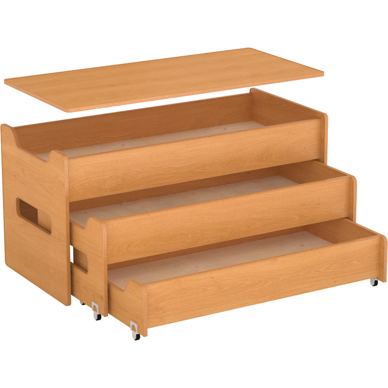 Изображение товара Детская трехъярусная кровать М-91-2 выкатная из ДСП бук с колесами