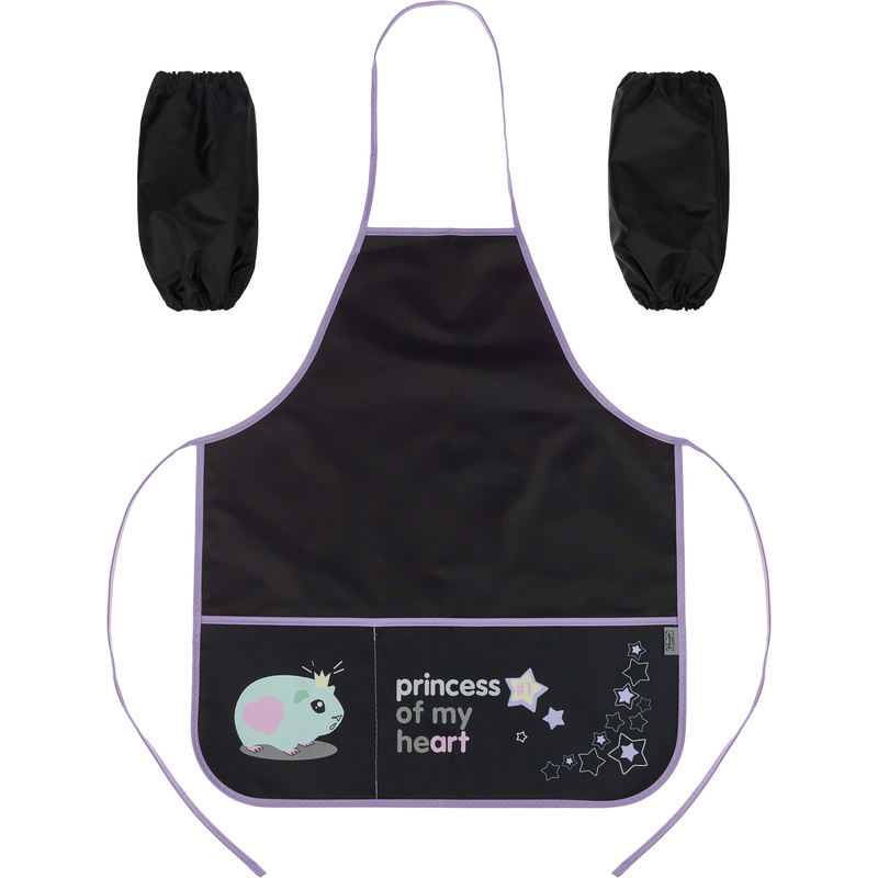 Изображение товара Фартук для труда Комус Класс Princess черный с нарукавниками 53.5x44.5 см для девочек