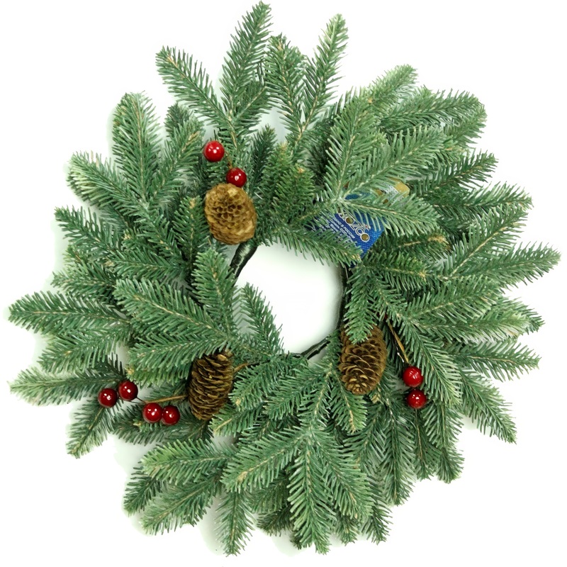 Изображение товара Новогодний хвойный венок Morozco с шишками и ягодами 40 см