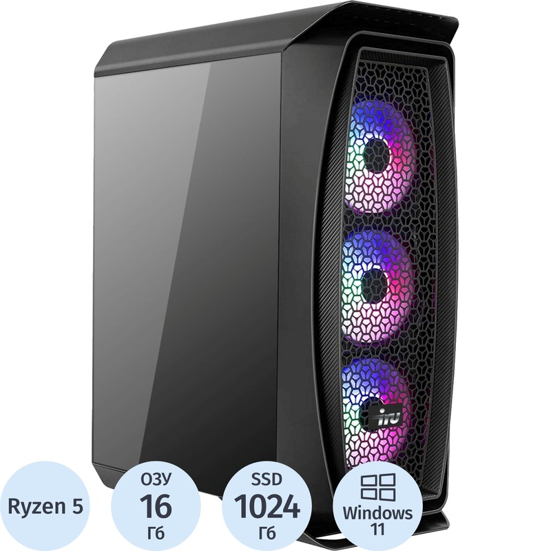 Изображение товара Игровой компьютер iRU Game 520B5 MT с Ryzen 5 5600X, RTX 3060 Ti и 16ГБ RAM