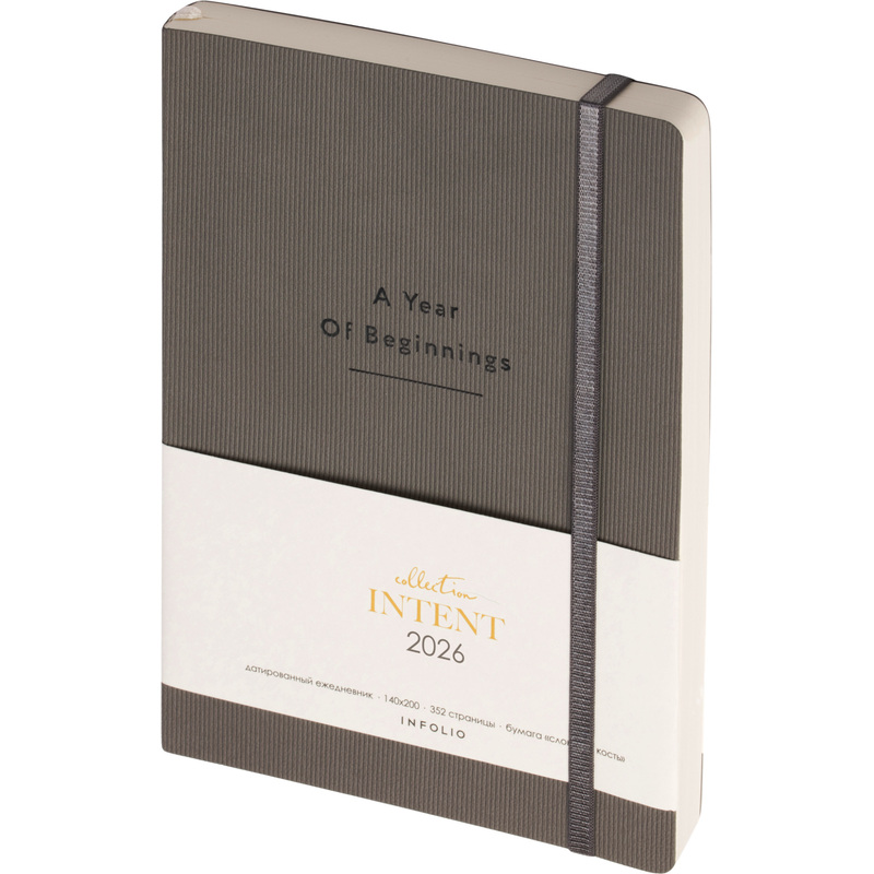 Изображение товара Ежедневник датированный 2026 год InFolio Intent из искусственной кожи А5 серый