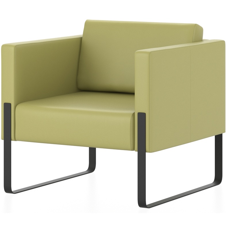 Изображение товара Кресло Тренд оливковое из искусственной кожи с металлическими опорами