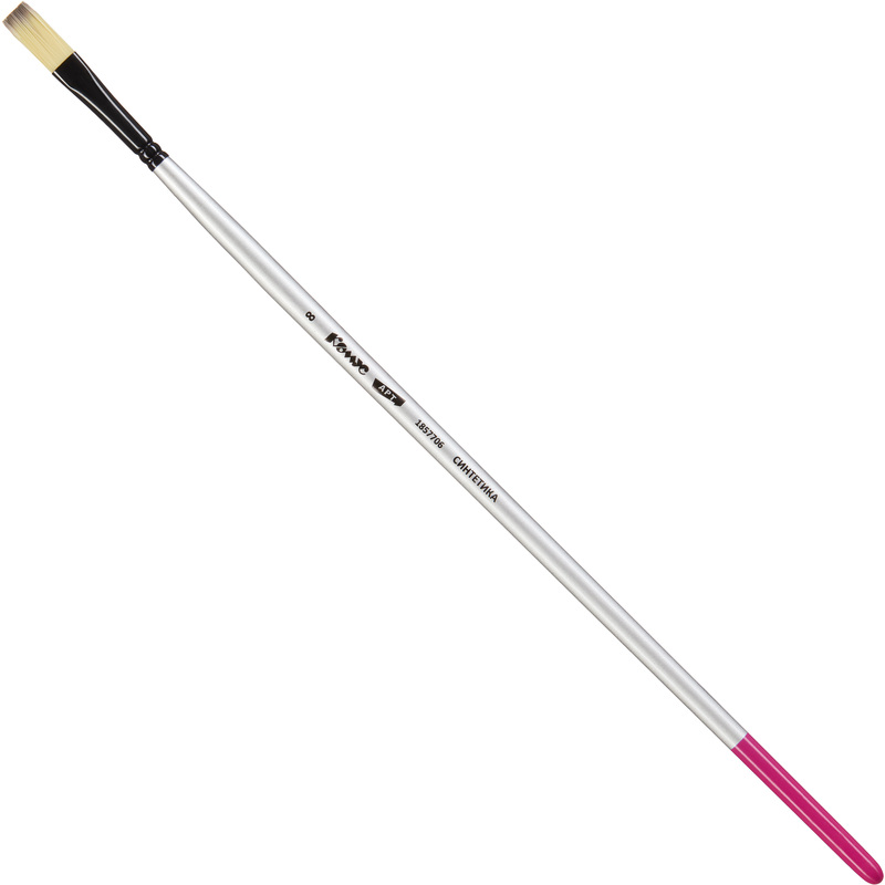 Изображение товара Кисть художественная Комус Арт плоская синтетика №8 с деревянной ручкой