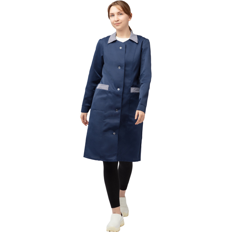 Изображение товара Женский рабочий халат у07-ХЛ синий размер 56-58