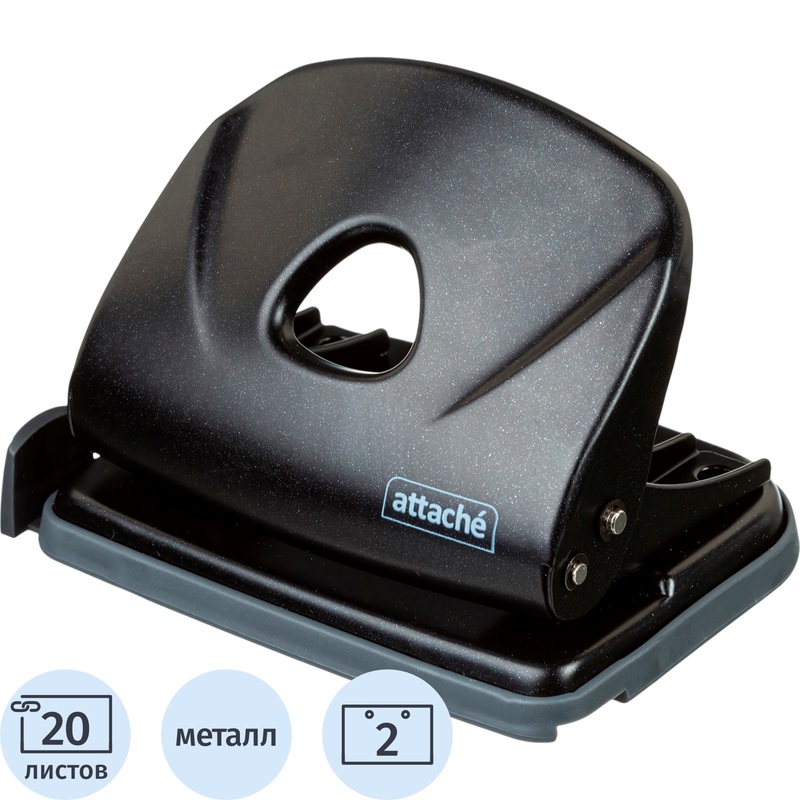 Изображение товара Дырокол Attache Power до 20 листов черный с линейкой офисный настольный