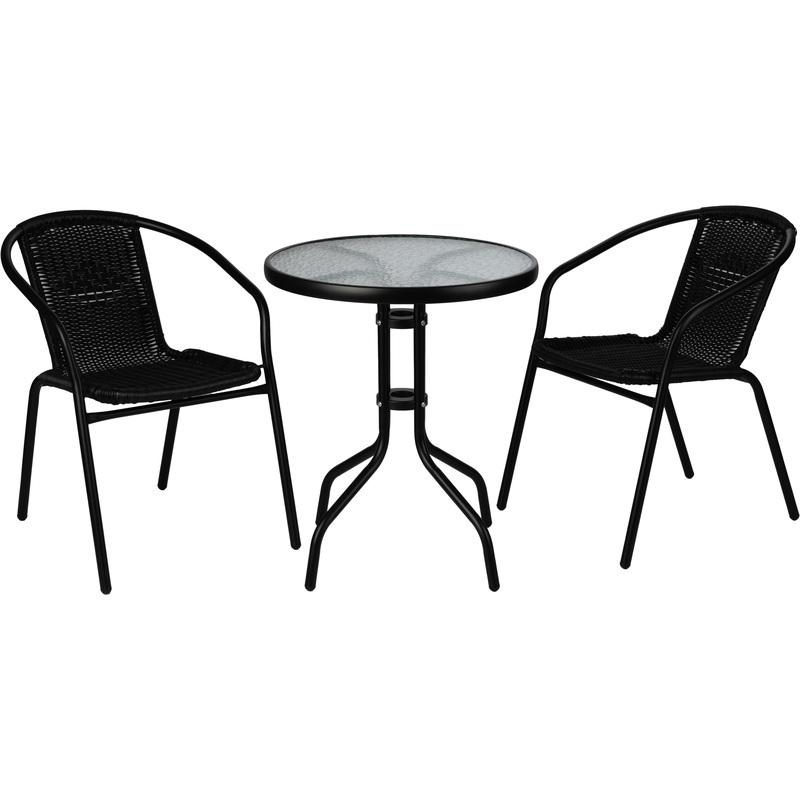 Изображение товара Набор мебели Комус Мебель Patio для улицы 2 стула и круглый стол стеклянная столешница