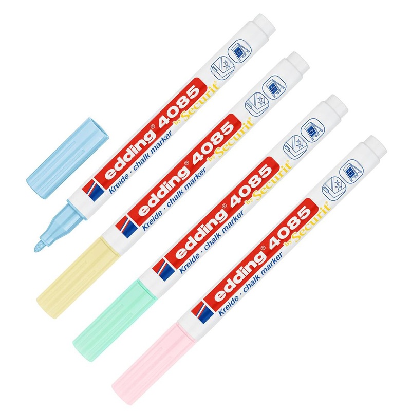 Изображение товара Набор меловых маркеров Edding 4085 Pastel 4 цвета для стекла кафеля и досок