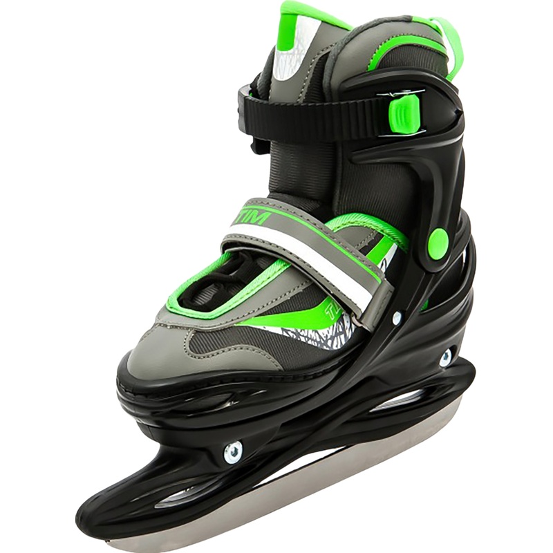 Изображение товара Детские ледовые коньки Calambus Tim ice раздвижные 30-33 черные зелёные