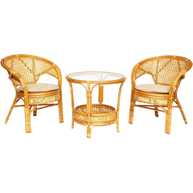 Изображение товара Комплект садовой мебели TetChair Pelangi (медовый/бежевый, стол, 2 кресла)