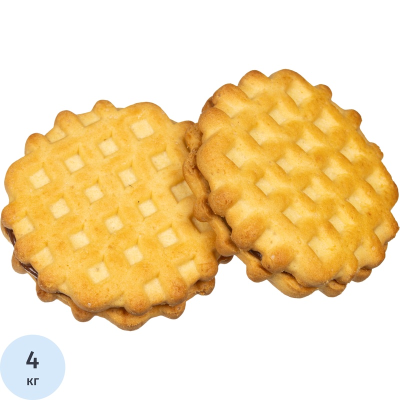 Изображение товара Печенье сдобное Дымка Домашние вафельки с вареной сгущенкой 4 кг