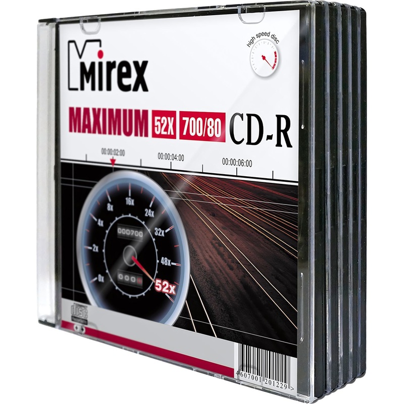 Изображение товара Диск CD-R Mirex 700 МБ 52x slim box 5 шт