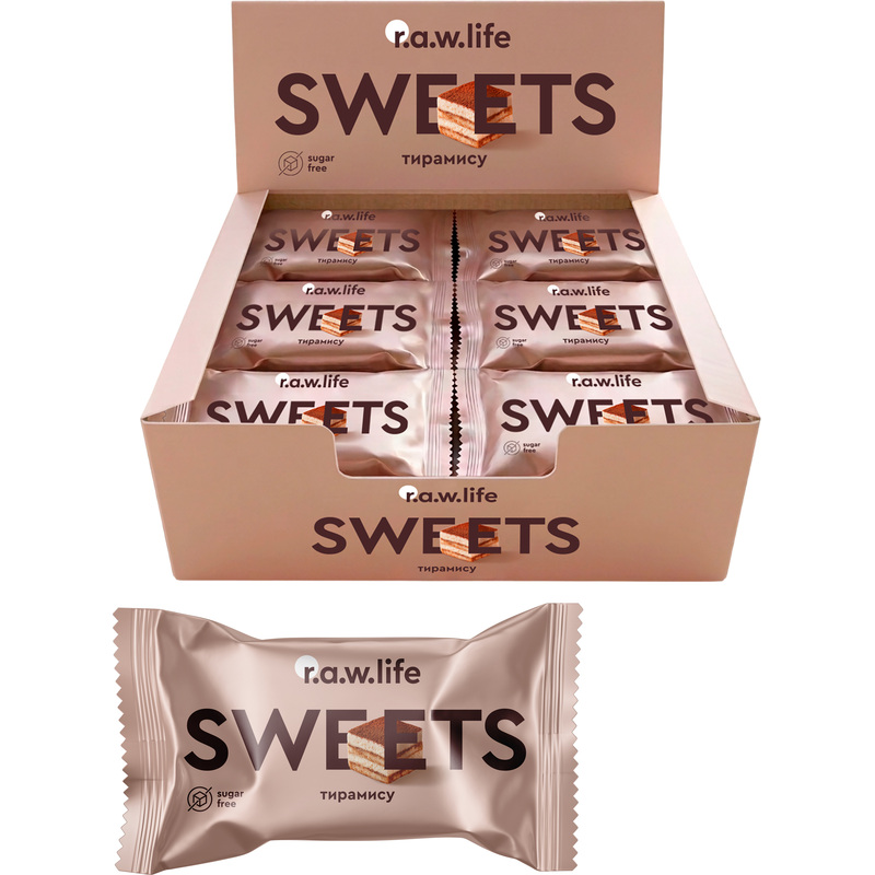 Изображение товара Конфеты R.A.W.life Sweets тирамису (18 штук по 18 г) Изображение товара Конфеты R.A.W.life Sweets тирамису (18 штук по 18 г)