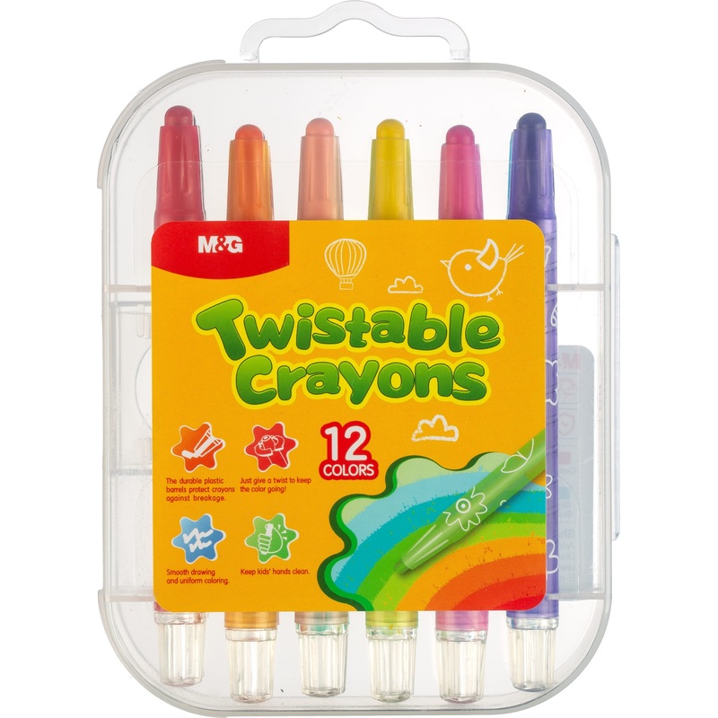 Изображение товара Мелки восковые M&G Twistable Crayons круглые 12 цветов для рисования