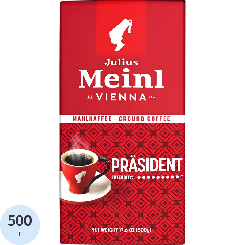 Изображение товара Кофе молотый Julius Meinl Prasident 500 г - натуральный бленд арабики и робусты