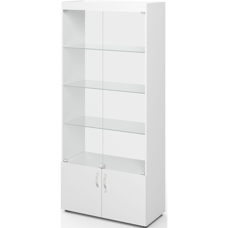 Изображение товара Шкаф-витрина белый с прозрачными фасадами, 900x420x2000 мм