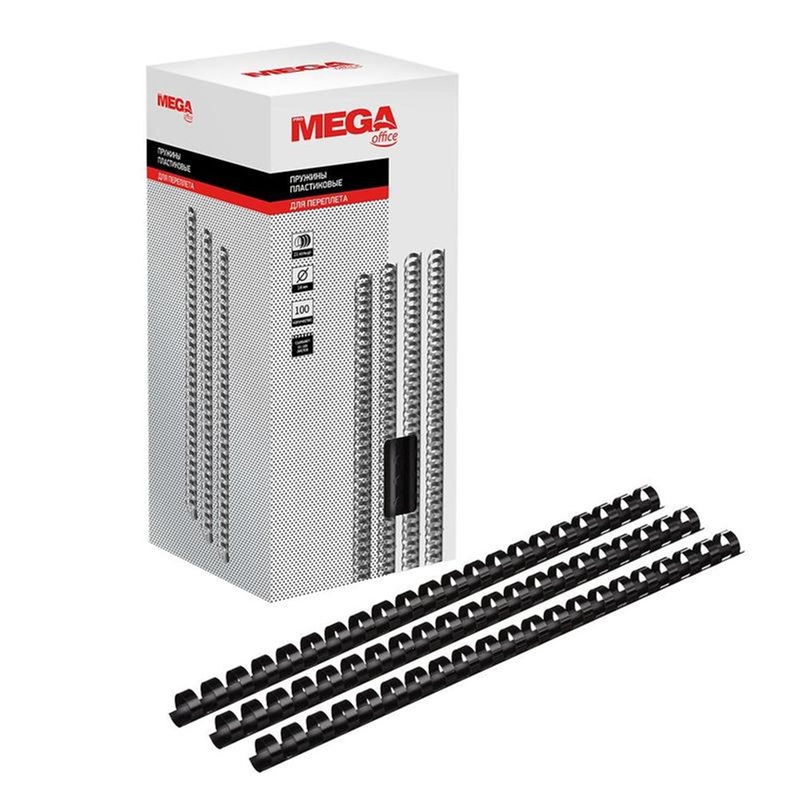 Изображение товара Пластиковые пружины для переплёта 14 мм черные 100 шт Комус ProMega office