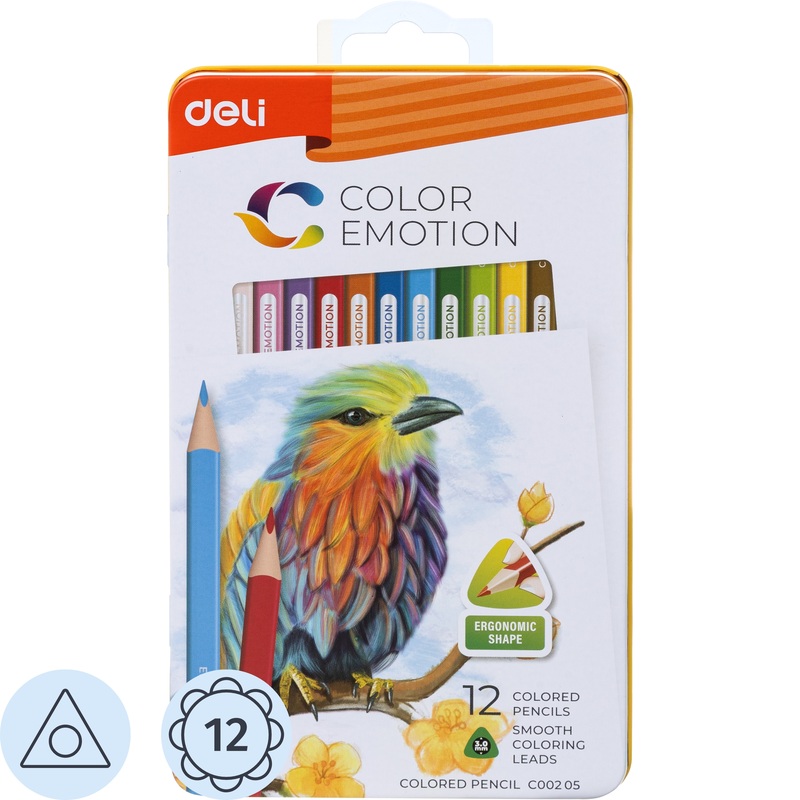 Изображение товара Цветные карандаши Deli Color Emotion 12 цветов трёхгранные деревянные