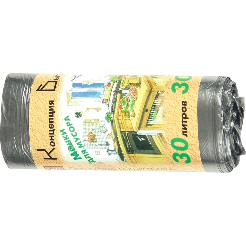 Изображение товара Мешки для мусора Концепция быта 30 л черные, 30 штук, ПНД