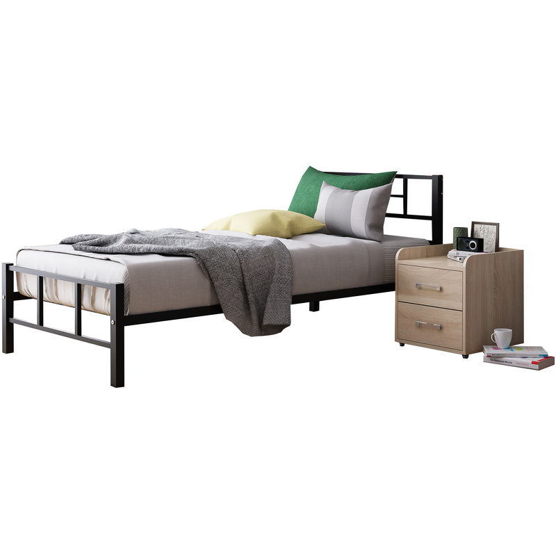 Изображение товара Металлическая одноярусная кровать Кадис черная 960х1980 мм сталь Россия