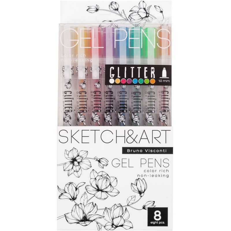 Изображение товара Набор гелевых ручек Sketch&Art Uni Write.Glitter 8 шт с блестками 1 мм