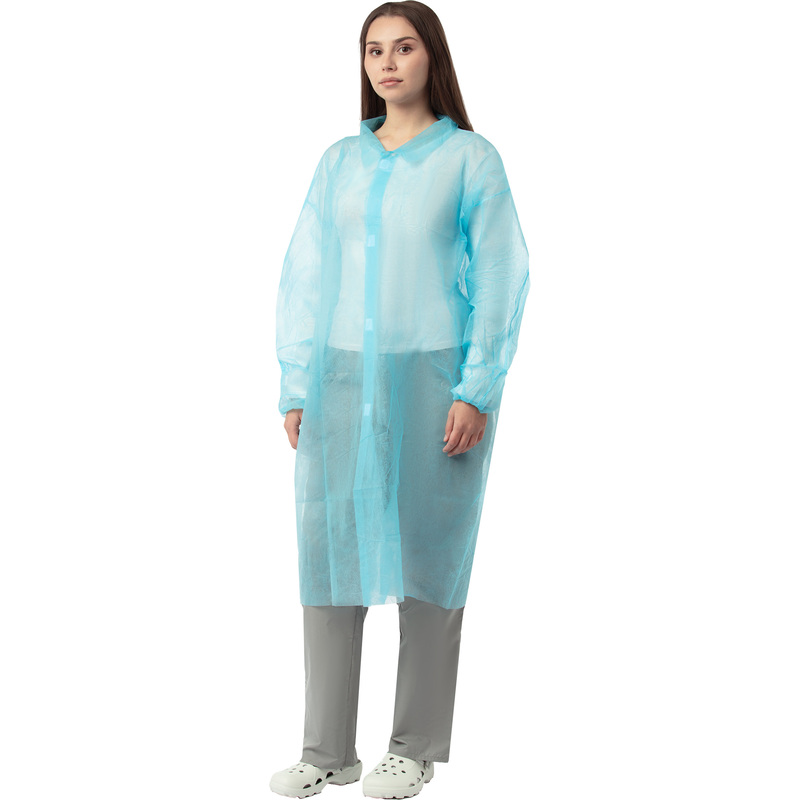Изображение товара Халат одноразовый Комус процедурный на липучках голубой XL
