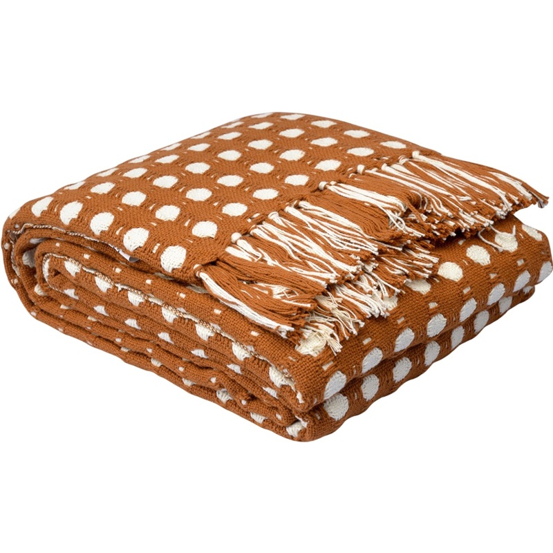 Изображение товара Покрывало Tkano Essential Polka dots хлопок 180x250 см коричневое стильное и уютное