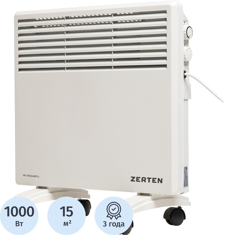 Изображение товара Конвектор Zerten ZK-10 белый 1000 Вт с механическим термостатом для дома и офиса