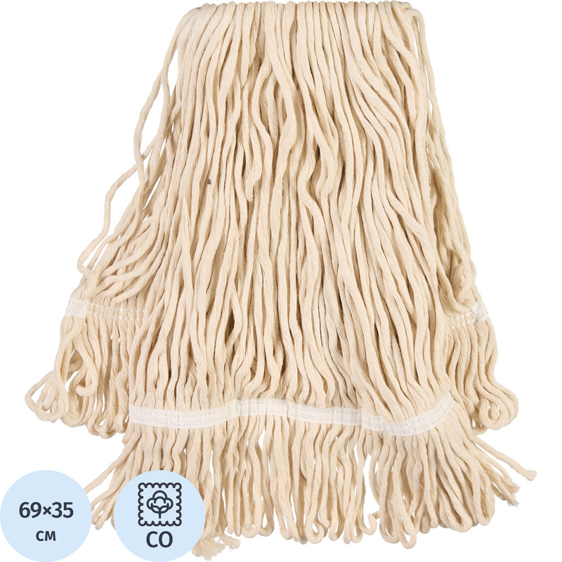 Изображение товара Насадка МОП хлопок 69x35 см, белая для верёвочной швабры A-VM, Турция