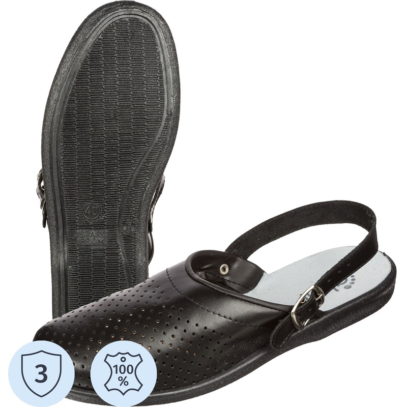 Изображение товара Сабо мужские Almi Павел ПВХ из натуральной кожи черные размер 41 с ремешком (7202-00101)