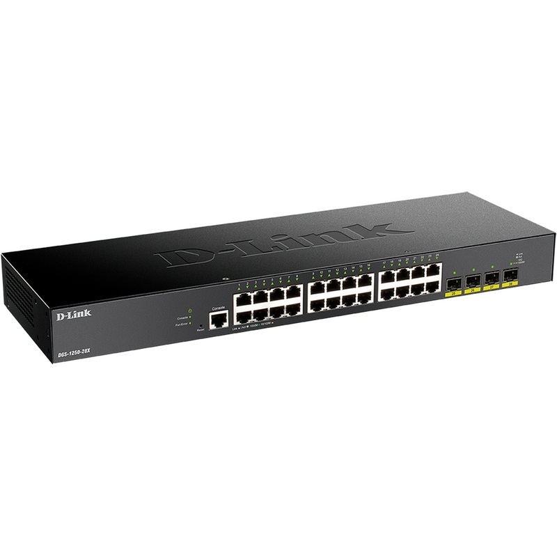 Изображение товара Коммутатор D-Link DGS-1250-28XMP/A1A управляемый 24 порта PoE SFP+