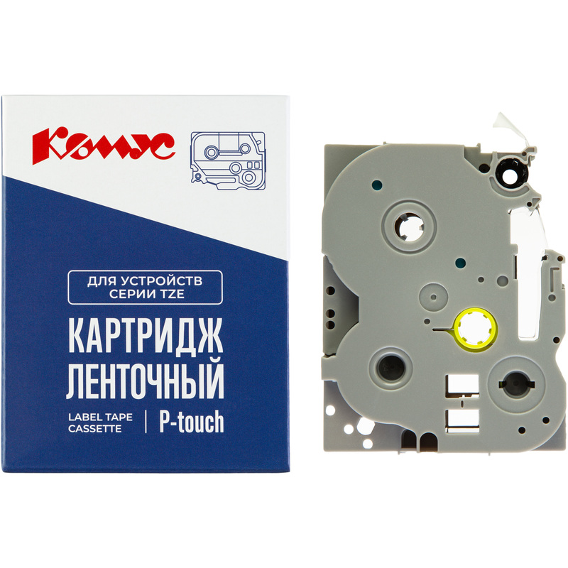 Изображение товара Картридж Комус TZE-641 для принтера этикеток Brother 18 мм x 8 м желтая лента черный шрифт