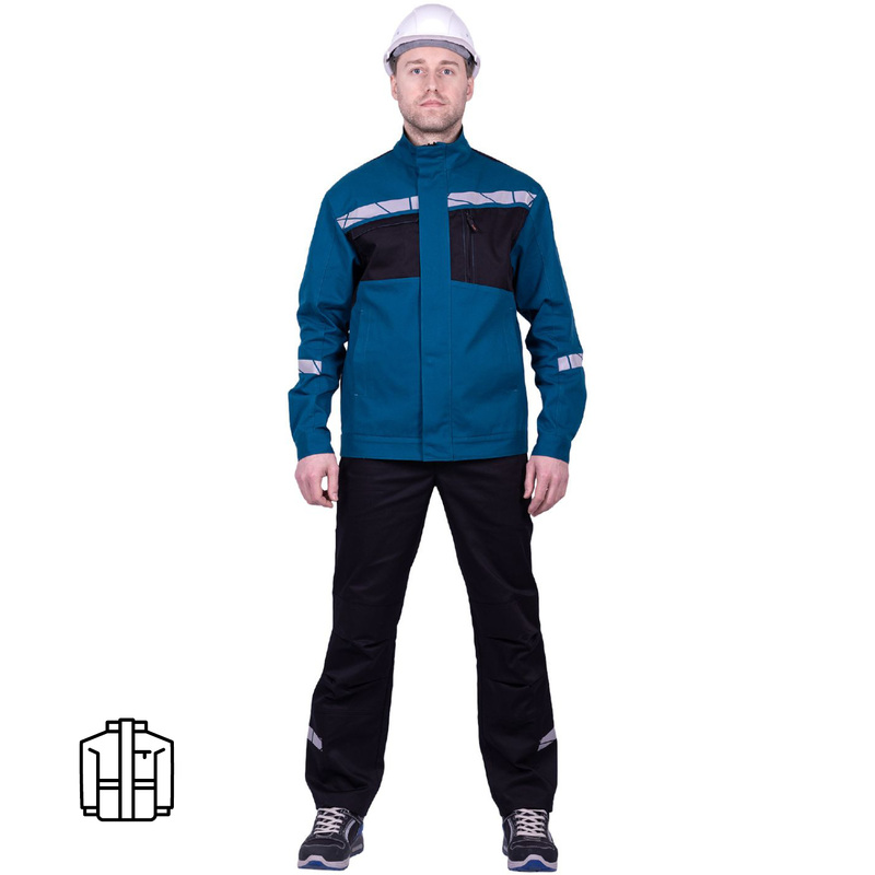 Изображение товара Мужская рабочая куртка Стронг летняя с СОП бирюзовая черная размеры 52 54