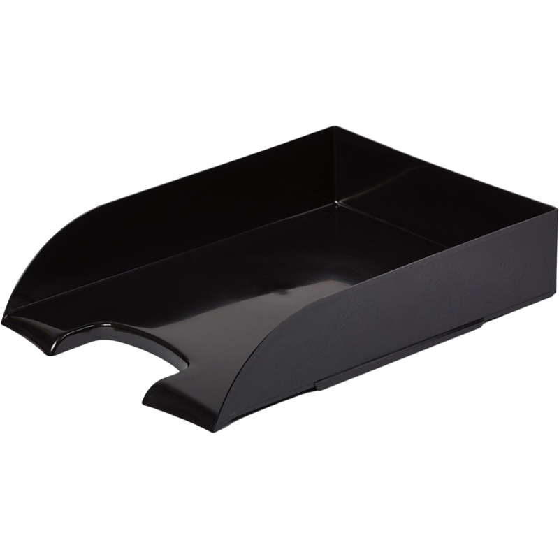 Изображение товара Горизонтальный пластиковый лоток для бумаг Комус Русская серия А4 черный