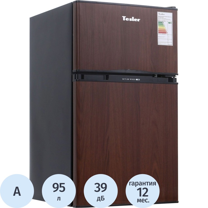 Изображение товара Двухкамерный холодильник Tesler RCT-100 коричневый 95л механическое управление