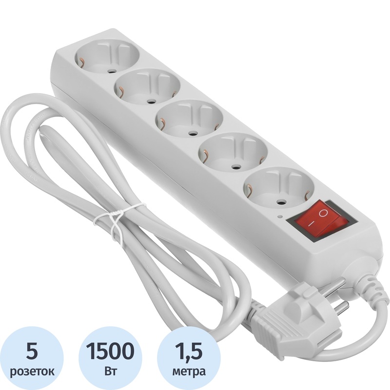Изображение товара Сетевой фильтр Buro 500SL на 5 розеток 1,5 метра