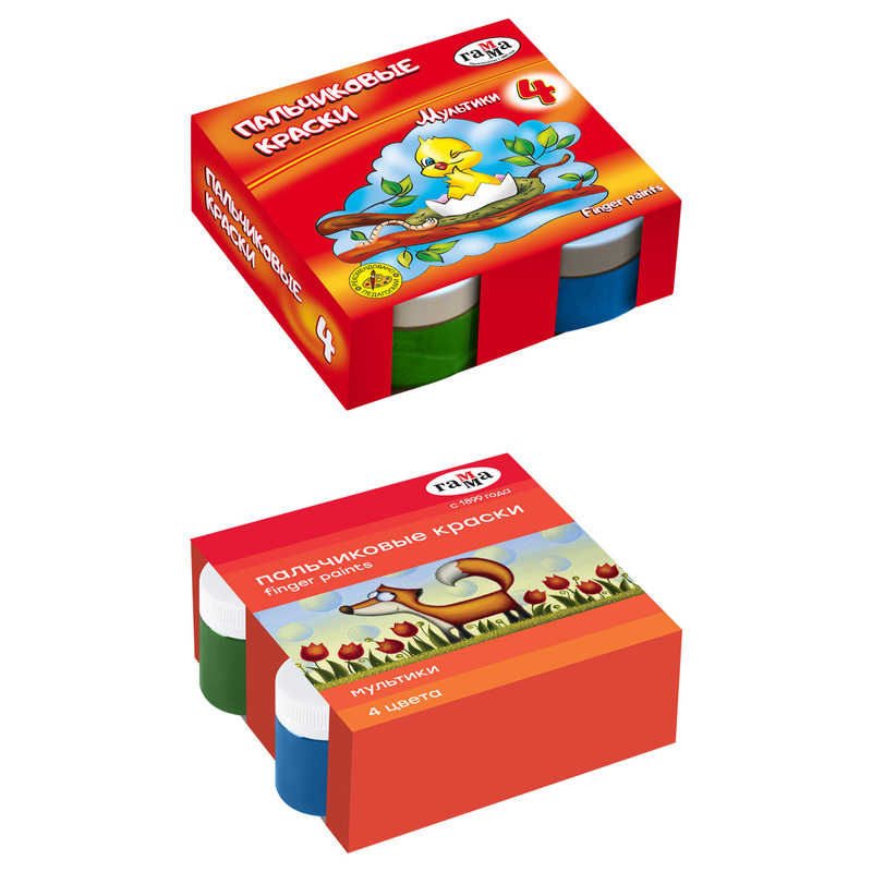 Изображение товара Краски пальчиковые Гамма Мультики 4 цвета по 50 мл