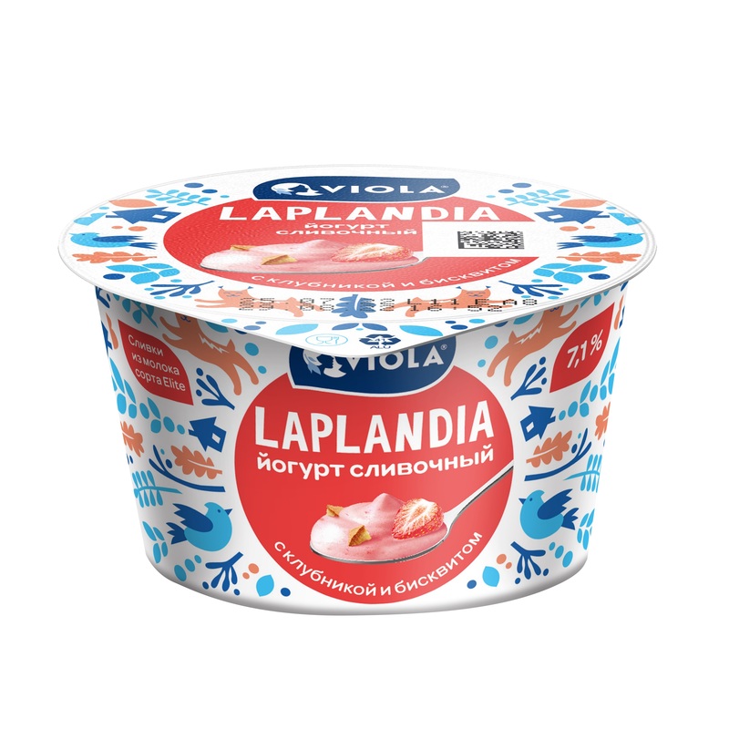 Изображение товара Йогурт Viola Laplandia сливочный клубника и бисквит 180 г