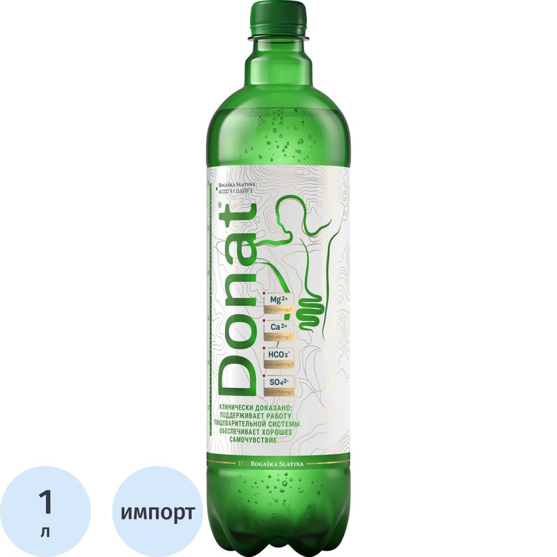 Изображение товара Вода минеральная Donat лечебная газированная 1 л сульфатно-гидрокарбонатная