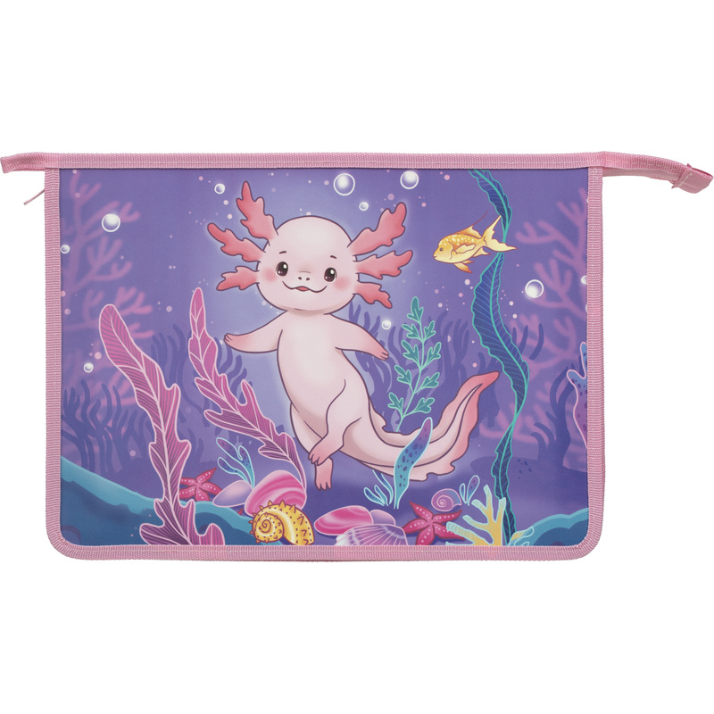 Изображение товара Папка для тетрадей Комус Класс Аксолотль А4 пластик с 1 отделением на молнии