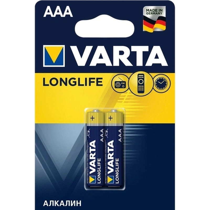 Изображение товара Батарейка AAA Varta Longlife 2 шт щелочные мизинчиковые для устройств
