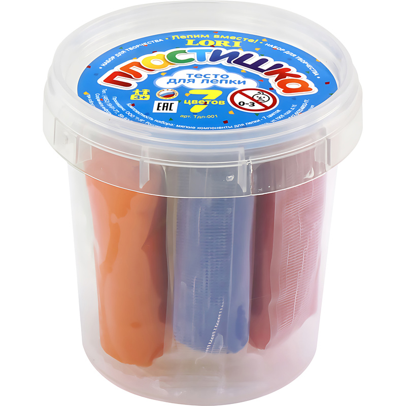 Изображение товара Набор для лепки Lori Пластишка 7 цветов 94 г для детей от 3 до 5 лет