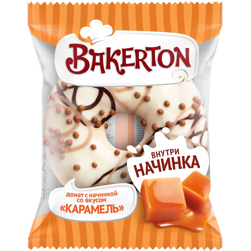 Изображение товара Пирожное Bakerton Донат с карамелью (32 штуки по 67 г)