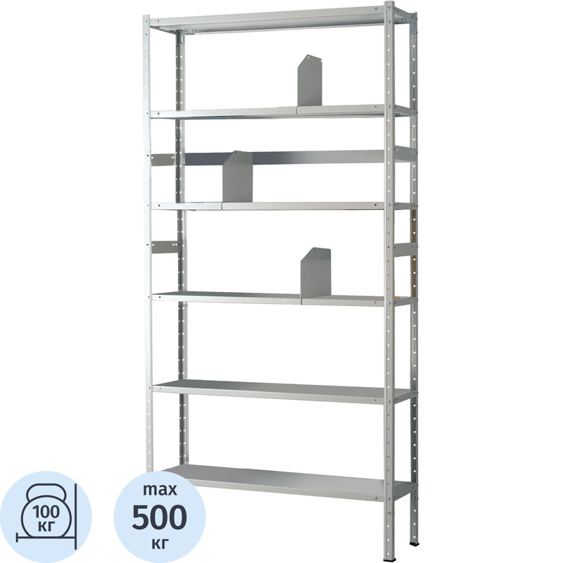 Изображение товара Стеллаж металлический Практик MS (6 полок, 1000x300x2000 мм)