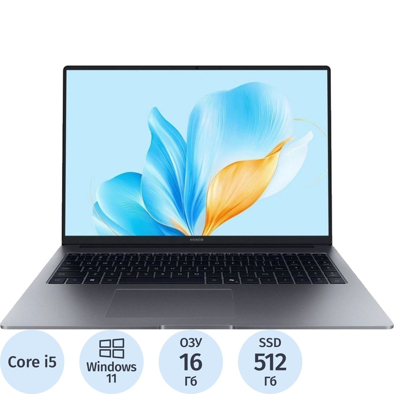 Изображение товара Ноутбук Honor MagicBook X 16" серый Intel Core i5 16 ГБ SSD 512 ГБ Windows 11