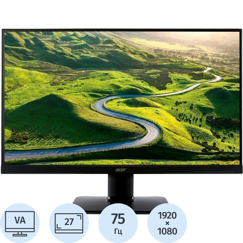 Изображение товара Монитор 27 Acer KA270BMIIX Full HD VA 75 Гц HDMI VGA черный