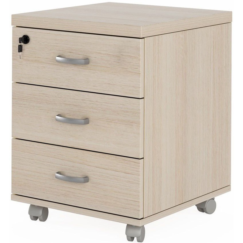 Изображение товара Тумба подкатная Flash с центральным замком 3 ящика дуб светлый длина 452 мм