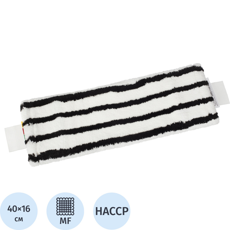 Изображение товара Насадка МОП для швабры-флаундера микрофибра 40x16 см белая/чёрная Россия